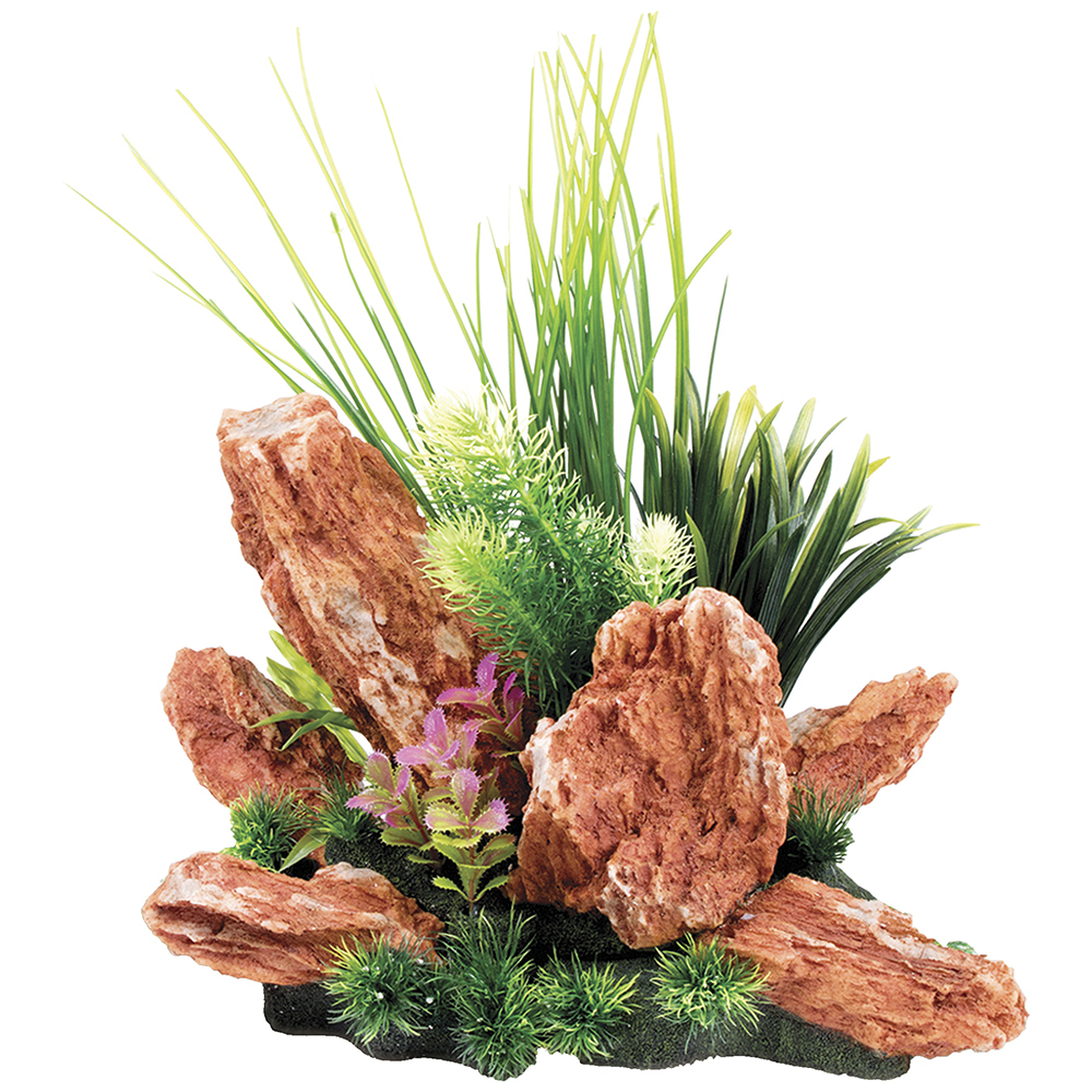 Penn-Plax eOrder | Tide & Treasure™ Red Rock Aquascapes - 3-Piece - Large